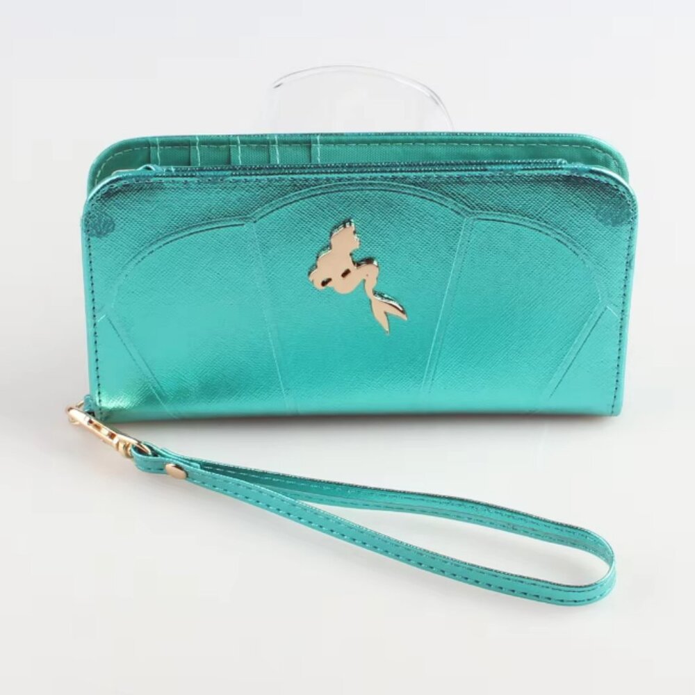 Teal Metallic Mermaid Continental Wallet Wristlet